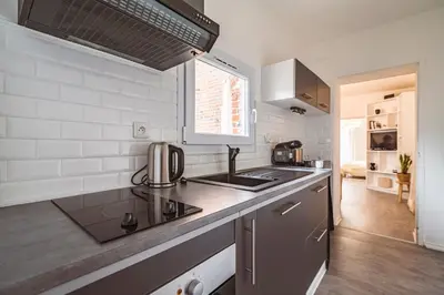 Cuisine ou kitchenette dans l'établissement Charmant appartement à Épernay