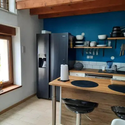 Cuisine ou kitchenette dans l'établissement Gîte Saint Sauveur