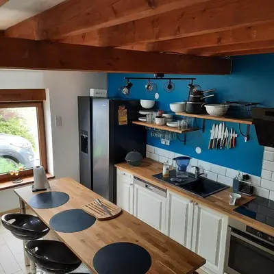 Cuisine ou kitchenette dans l'établissement Gîte Saint Sauveur