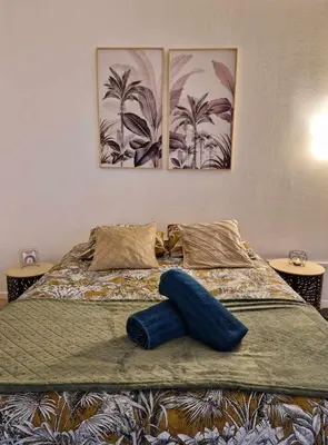 Un ou plusieurs lits dans un hébergement de l'établissement L'Appartement Paul - proche gare centre & Arena