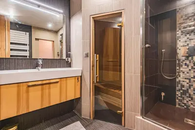 Salle de bains dans l'établissement Hyper center Sauna air conditionner