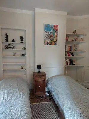 Un ou plusieurs lits dans un hébergement de l'établissement Gite d'exception 13 couchages avec jacuzzi et sauna