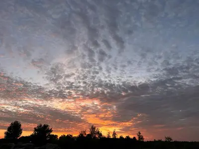 Lever ou coucher de soleil vu de la maison de vacances ou à proximité