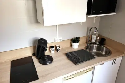Cuisine ou kitchenette dans l'établissement L'escape Rue Calme - Free parking
