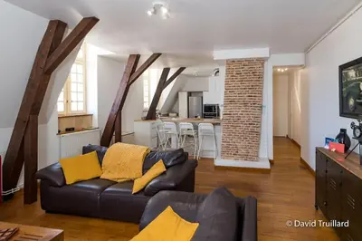 Télévision ou salle de divertissement dans l'établissement Suite Mana - Maui - Grand Loft en duplex avec Vue sur Place Ducale Parking inclus