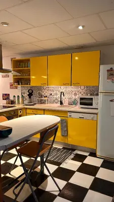 Cuisine ou kitchenette dans l'établissement La maison des copains