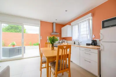 Cuisine ou kitchenette dans l'établissement Gîte de Mam's - Voie verte