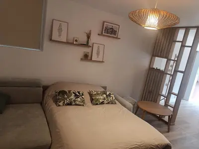 Coin salon dans l'établissement L'Annexe - logement en Champagne