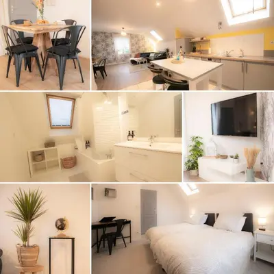 Télévision ou salle de divertissement dans l'établissement Gîte les hauts de Verberie - appartement calme et lumineux