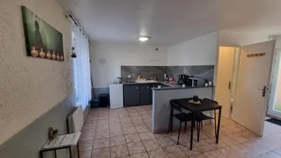Cuisine ou kitchenette dans l'établissement Léa rdc centre-ville rénové concon cosy parking 36m2