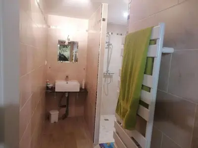 Salle de bains dans l'établissement Gîte à la ferme