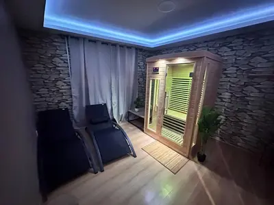 Coin salon dans l'établissement E Servagnat T3 luxe avec Sauna Jacuzzi et Hammam