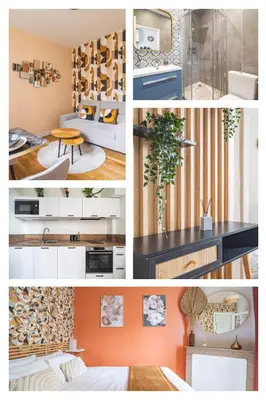 Cuisine ou kitchenette dans l'établissement MM Suites Centre Bacquenois