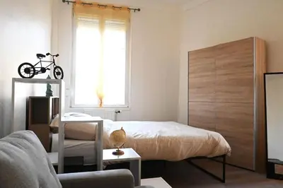 Un ou plusieurs lits dans un hébergement de l'établissement Charmant petit pont Ardennais/cosy/T1/wifi/parking