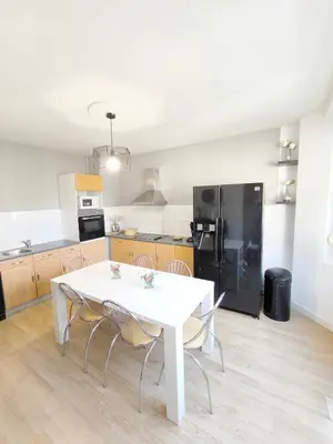 Cuisine ou kitchenette dans l'établissement La suite Carolo