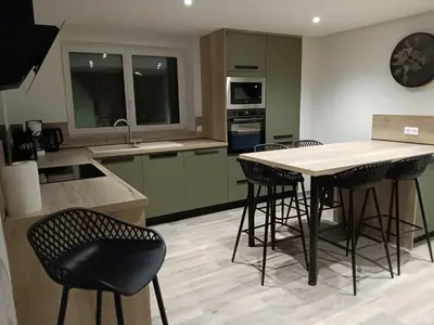 Cuisine ou kitchenette dans l'établissement Du panier au gite