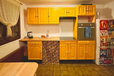 Cuisine ou kitchenette dans l'établissement Maison Cosy & son jardin