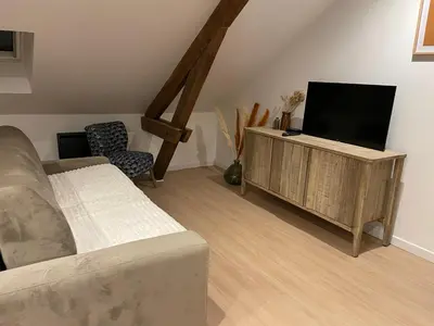 Télévision ou salle de divertissement dans l'établissement Bel appartement 2 chambres