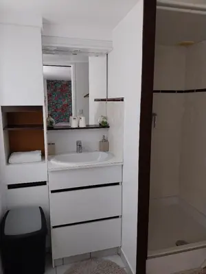 Salle de bains dans l'établissement Agréable chambre pour 2 avec salle de bain et terrasse privées