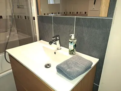 Salle de bains dans l'établissement Suite Chanzy 69