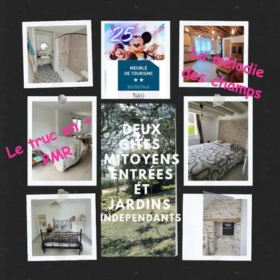 Plan de l'établissement La Mélodie des champs, appartement mitoyen de 80 m2 dans une maison avec un autre appartement