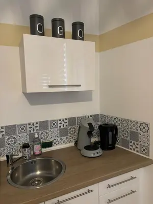 Cuisine ou kitchenette dans l'établissement Le VeUvE cLicQuOt