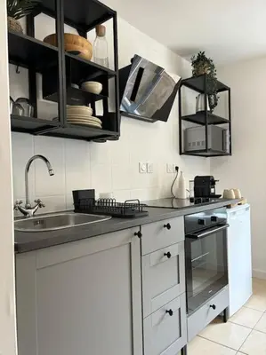 Cuisine ou kitchenette dans l'établissement Le studio