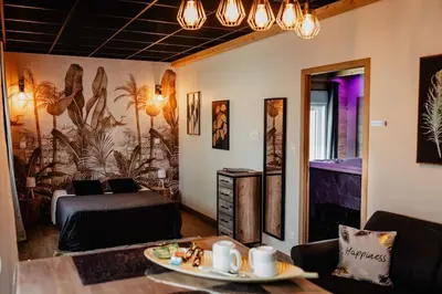 Un ou plusieurs lits dans un hébergement de l'établissement Chalet avec espace privatif