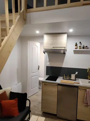 Cuisine ou kitchenette dans l'établissement Studio indépendant