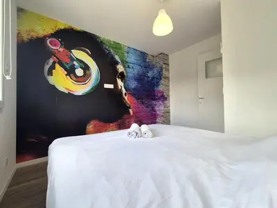 Un ou plusieurs lits dans un hébergement de l'établissement Villahermosa, un oasis artistique