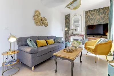 Coin salon dans l'établissement Gite des Petits Pavés - Maison de campagne