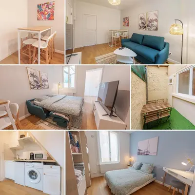 Coin salon dans l'établissement Appartement cosy proche de la gare