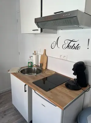 Cuisine ou kitchenette dans l'établissement Appartements Avesnes sur Helpe Cosy T2