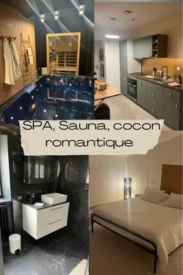 Cuisine ou kitchenette dans l'établissement Spa, sauna détente #caurel
