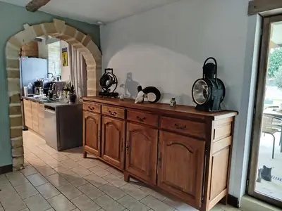 Cuisine ou kitchenette dans l'établissement Chambre à la Campagne