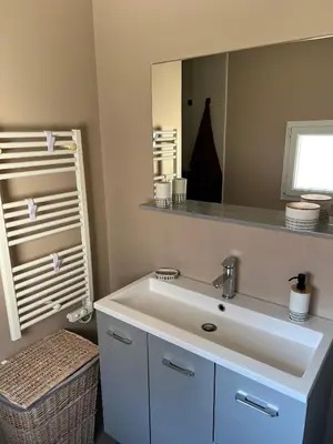 Salle de bains dans l'établissement Maison dans le vignoble à proximité de Reims