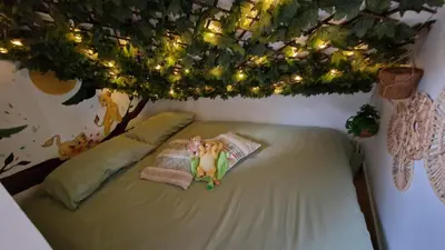 Un ou plusieurs lits dans un hébergement de l'établissement Maison 15 minutes de Disneyland Paris Le refuge des contes Parking gratuit Wifi