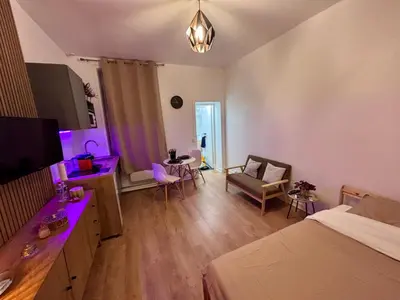 Un ou plusieurs lits dans un hébergement de l'établissement Appart-Lido, appartement cosy à REIMS
