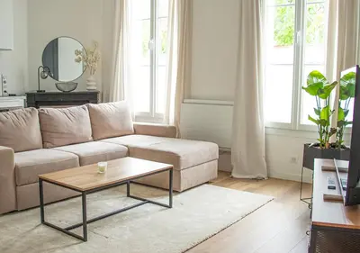 Coin salon dans l'établissement Appartement Cozy - Proximité Maisons de Champagne - Wifi