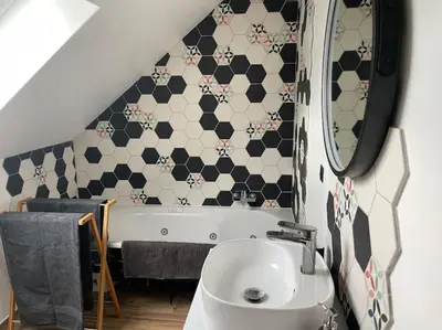 Salle de bains dans l'établissement Gîte le Beauchamp