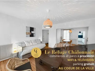 Coin salon dans l'établissement Le Refuge Châlonnais - City Centre, Wifi, Parking