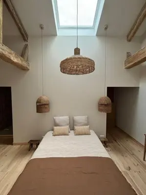 Un ou plusieurs lits dans un hébergement de l'établissement Gite La Famille 4 etoiles Domaine Grange Lecomte