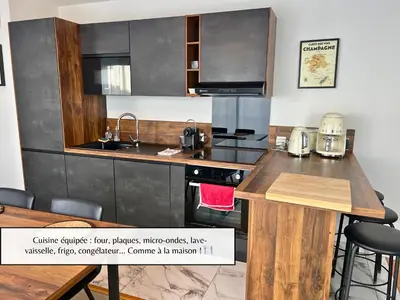 Cuisine ou kitchenette dans l'établissement L'Éclat Champenois - Terrasse-Gare-Arena