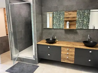 Salle de bains dans l'établissement Suite du pré Robert