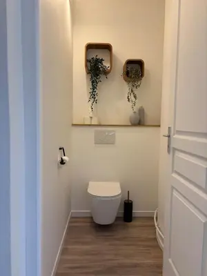 Salle de bains dans l'établissement Le Lodge