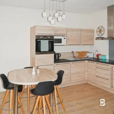 Cuisine ou kitchenette dans l'établissement L'Échapée Z'Aisne