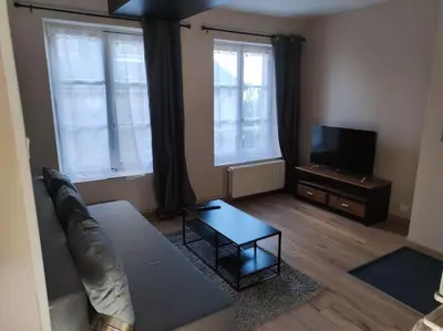 Télévision ou salle de divertissement dans l'établissement Appartement 4 personnes proche du château fort