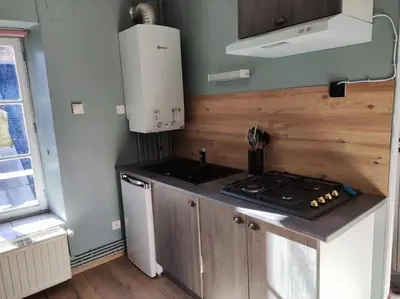Cuisine ou kitchenette dans l'établissement Appartement 4 personnes proche du château fort