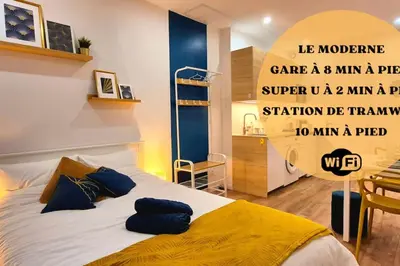 Un ou plusieurs lits dans un hébergement de l'établissement Le Moderne - Wifi - Near train station