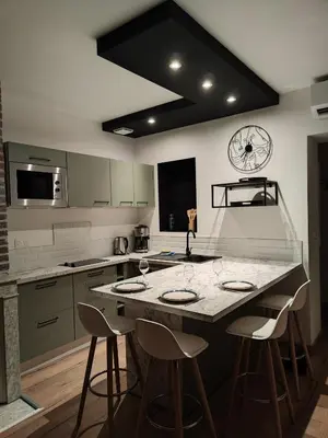 Cuisine ou kitchenette dans l'établissement Les toits de la République